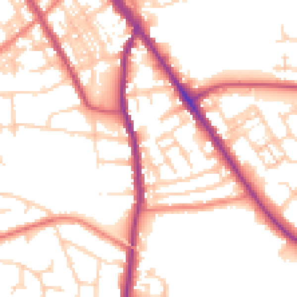 Daytime road noise heatmap for SK2 6PP