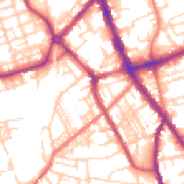 Daytime road noise heatmap for SK2 6QS