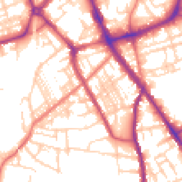 Daytime road noise heatmap for SK2 6QX