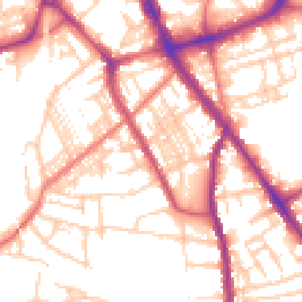 Daytime road noise heatmap for SK2 6QZ