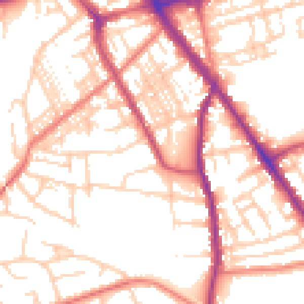 Daytime road noise heatmap for SK2 6RD