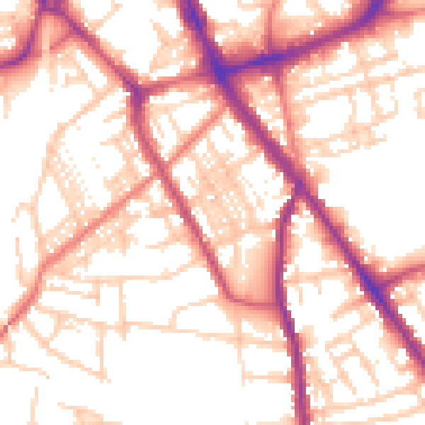 Daytime road noise heatmap for SK2 6SW