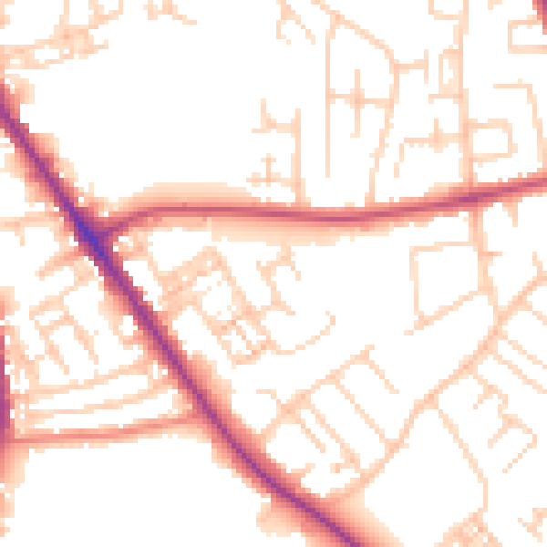 Daytime road noise heatmap for SK2 6TJ