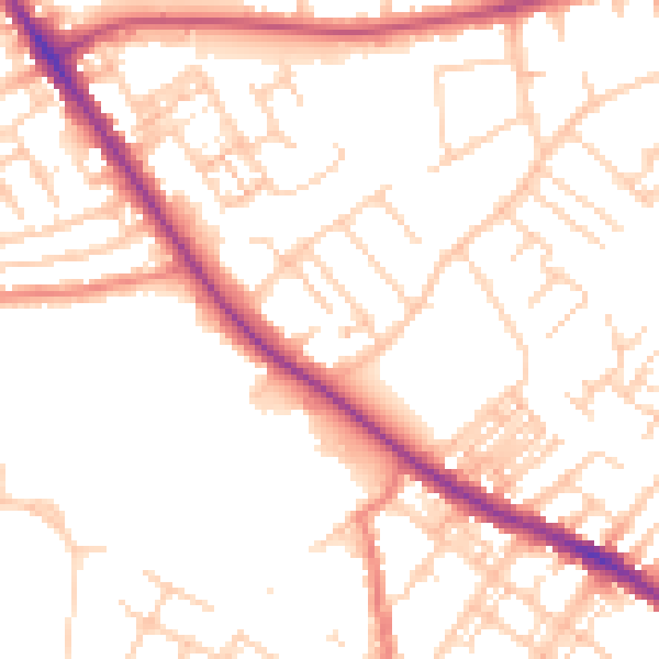 Daytime road noise heatmap for SK2 7AG