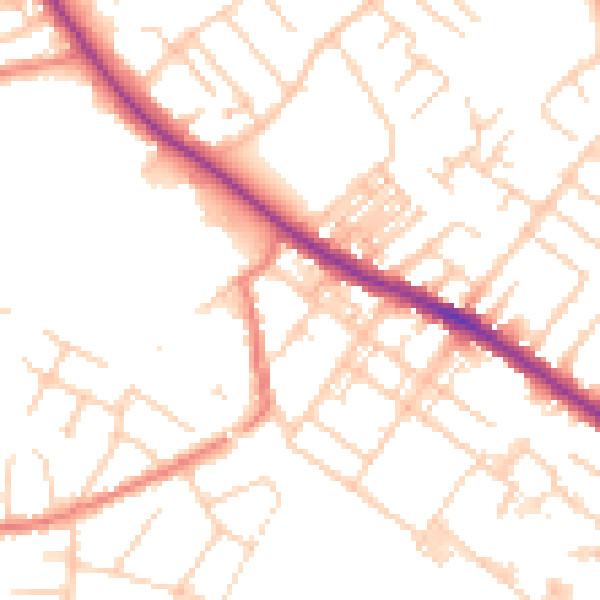 Daytime road noise heatmap for SK2 7AR