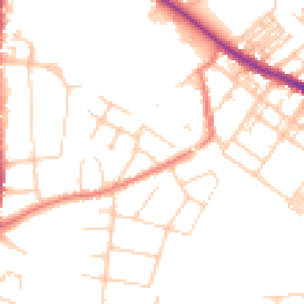 Daytime road noise heatmap for SK2 7BL