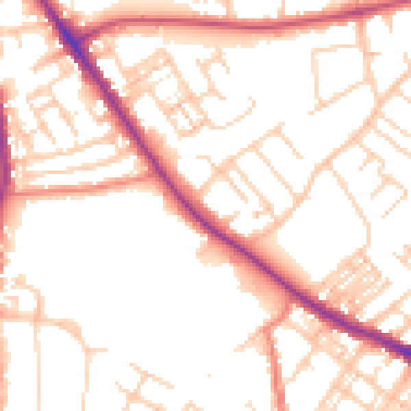 Daytime road noise heatmap for SK2 7BR