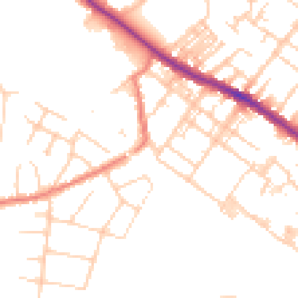 Daytime road noise heatmap for SK2 7DN