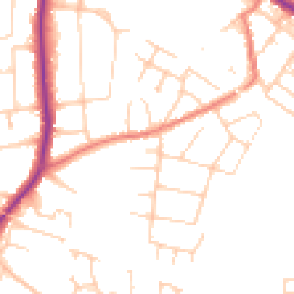 Daytime road noise heatmap for SK2 7DS