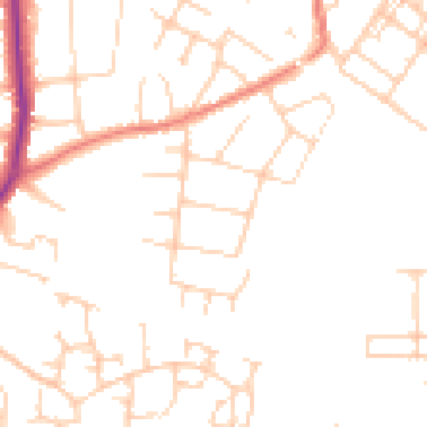 Daytime road noise heatmap for SK2 7EB