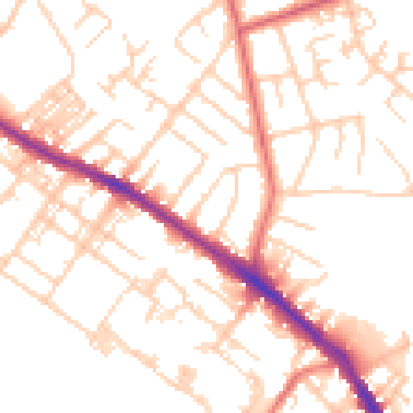 Daytime road noise heatmap for SK2 7HD