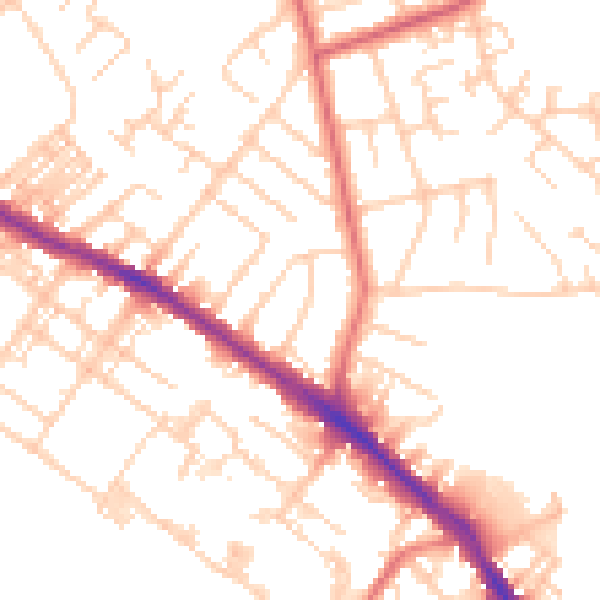 Daytime road noise heatmap for SK2 7HH