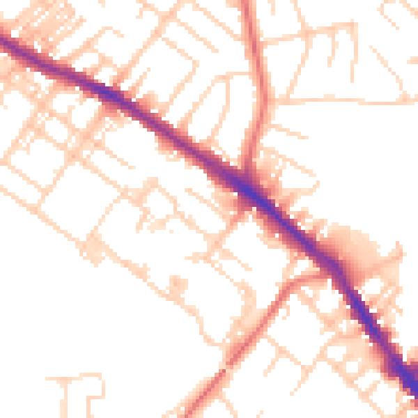 Daytime road noise heatmap for SK2 7JF