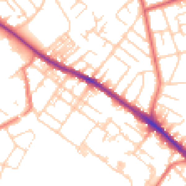 Daytime road noise heatmap for SK2 7JU