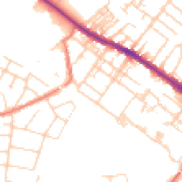 Daytime road noise heatmap for SK2 7JW