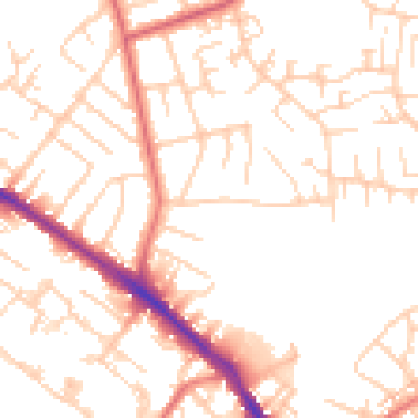 Daytime road noise heatmap for SK2 7LS