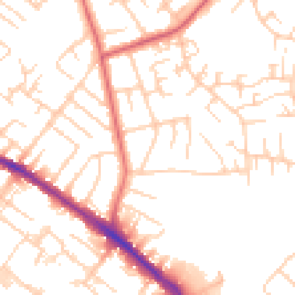 Daytime road noise heatmap for SK2 7LU