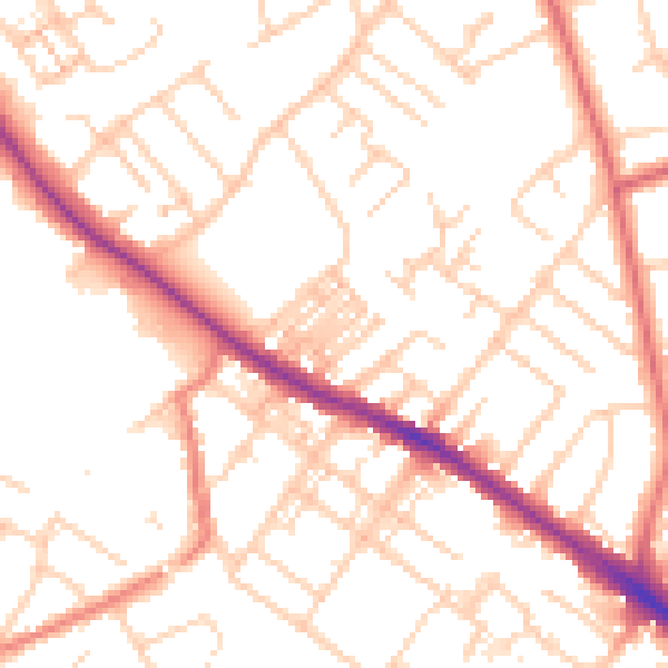 Daytime road noise heatmap for SK2 7PA