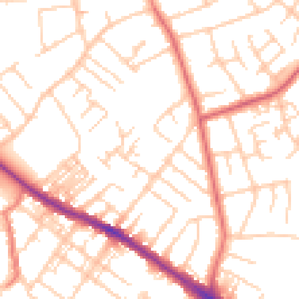Daytime road noise heatmap for SK2 7PU