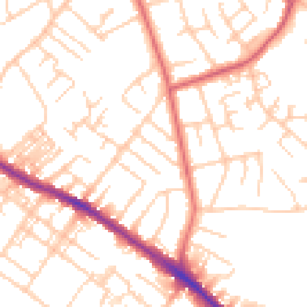 Daytime road noise heatmap for SK2 7QB