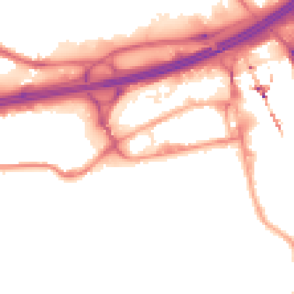 Night-time road noise heatmap for SK3 0AX