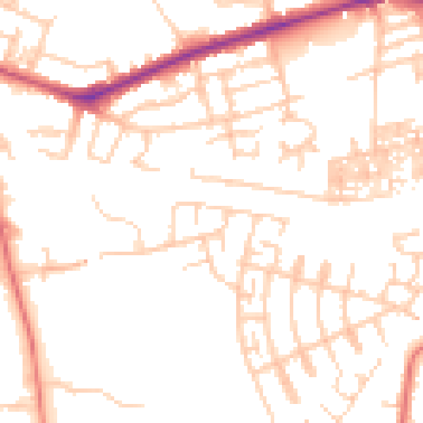 Daytime road noise heatmap for SK3 0AY