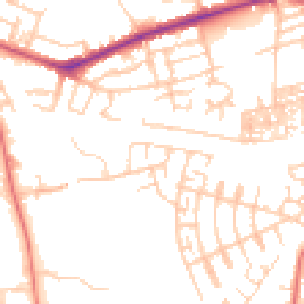 Daytime road noise heatmap for SK3 0AZ