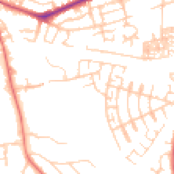 Daytime road noise heatmap for SK3 0BB