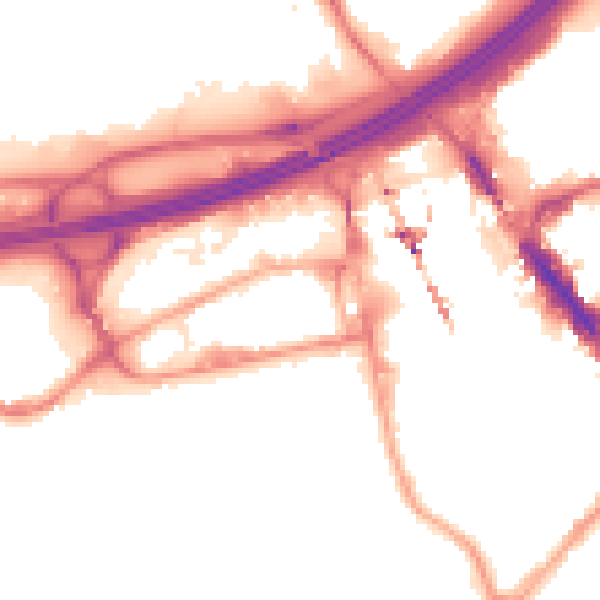 Night-time road noise heatmap for SK3 0BG