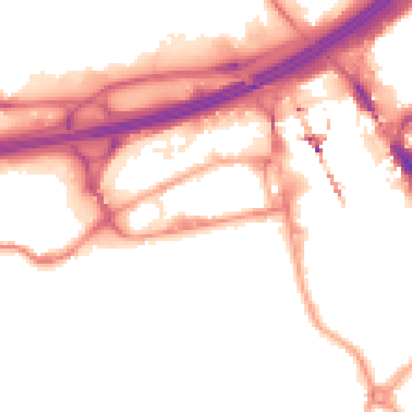 Night-time road noise heatmap for SK3 0BN