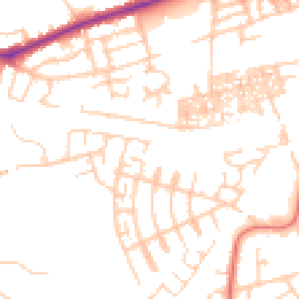 Daytime road noise heatmap for SK3 0BP
