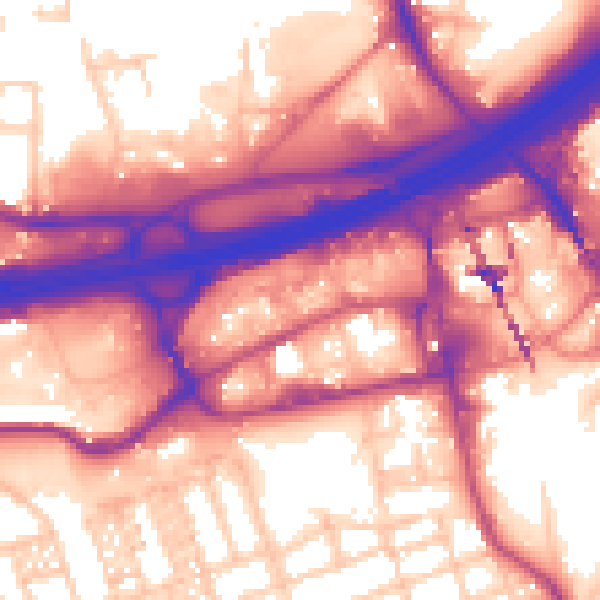 Daytime road noise heatmap for SK3 0BR