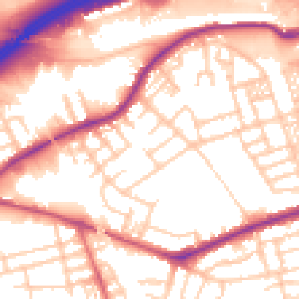 Daytime road noise heatmap for SK3 0BS