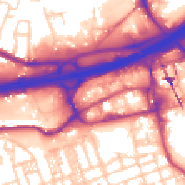 Daytime road noise heatmap for SK3 0BT