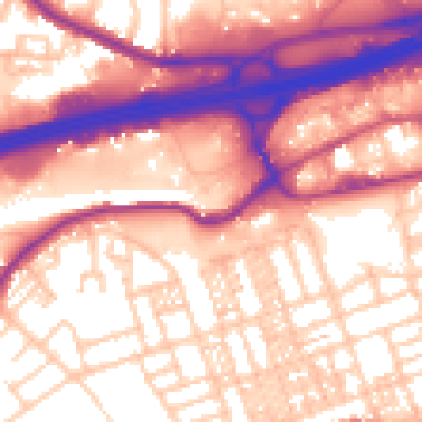 Daytime road noise heatmap for SK3 0BZ
