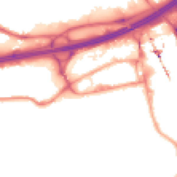Night-time road noise heatmap for SK3 0DF