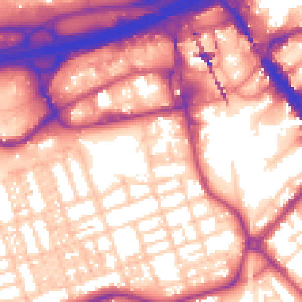 Daytime road noise heatmap for SK3 0DJ