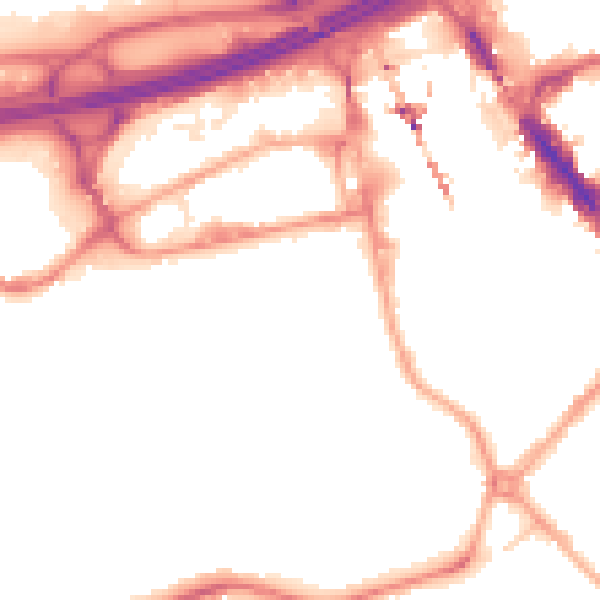 Night-time road noise heatmap for SK3 0DJ
