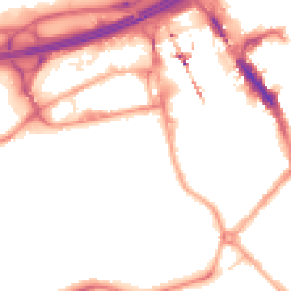 Night-time road noise heatmap for SK3 0DN