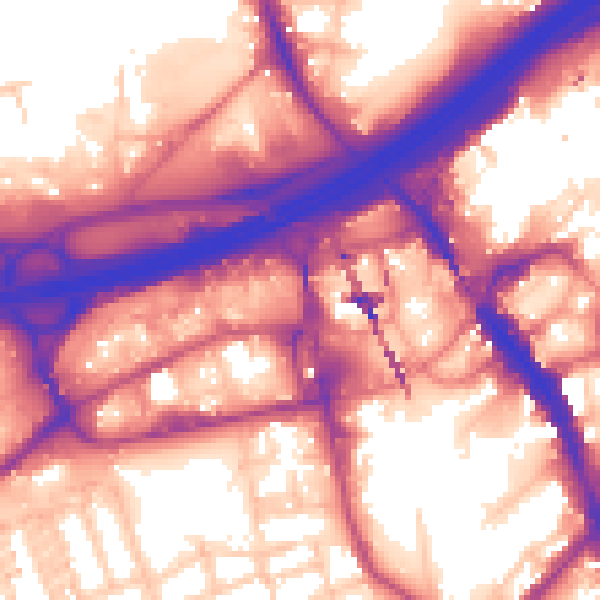 Daytime road noise heatmap for SK3 0DZ