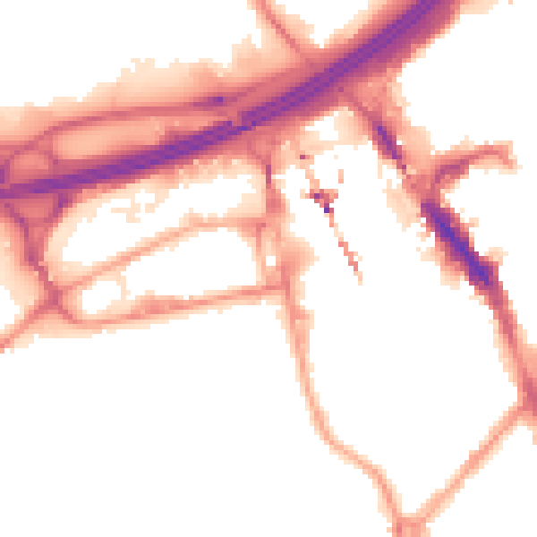 Night-time road noise heatmap for SK3 0EA