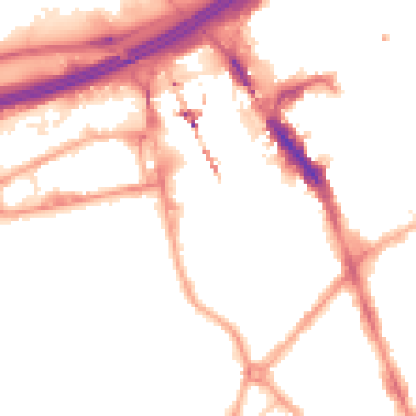 Night-time road noise heatmap for SK3 0EQ