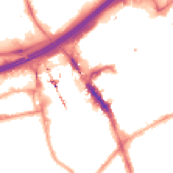 Night-time road noise heatmap for SK3 0EU