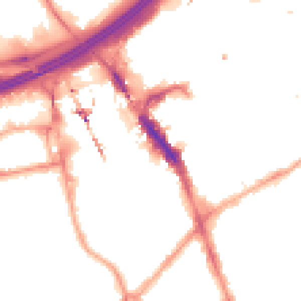 Night-time road noise heatmap for SK3 0GB