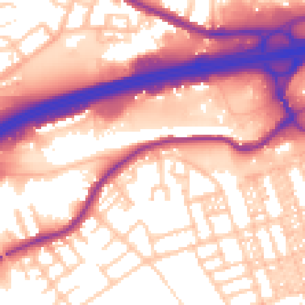 Daytime road noise heatmap for SK3 0GD