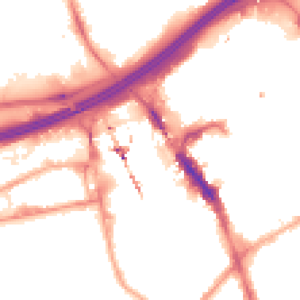 Night-time road noise heatmap for SK3 0GJ