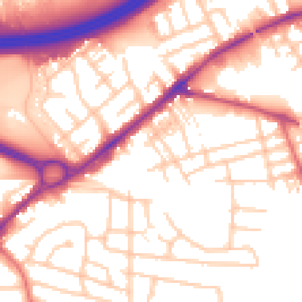 Daytime road noise heatmap for SK3 0HB