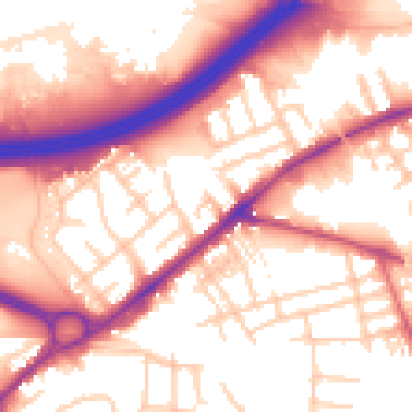 Daytime road noise heatmap for SK3 0NA