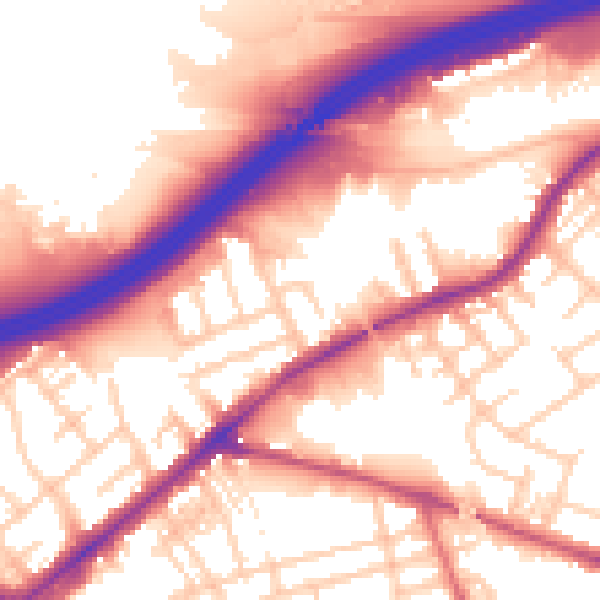 Daytime road noise heatmap for SK3 0NN