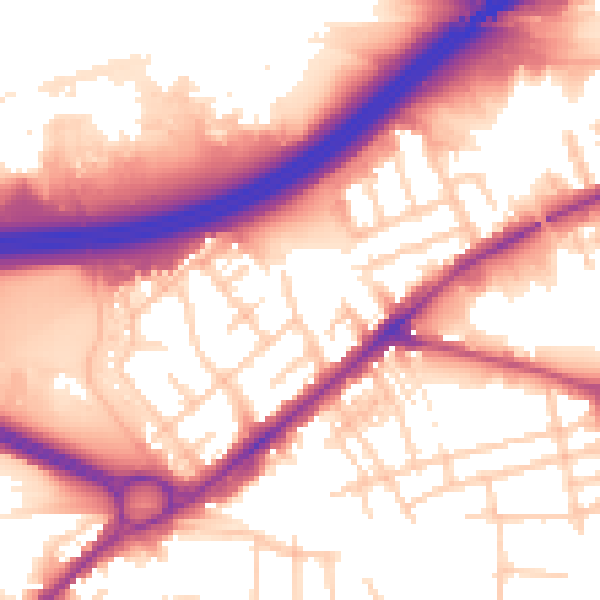 Daytime road noise heatmap for SK3 0PZ